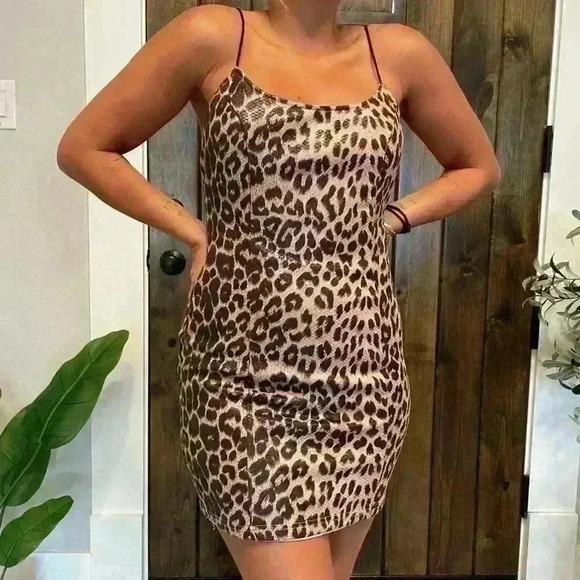 T.C. Elli's Fresh Eclectic Collection Leopard Mini Dress Sz Small - Picture 11 of 12